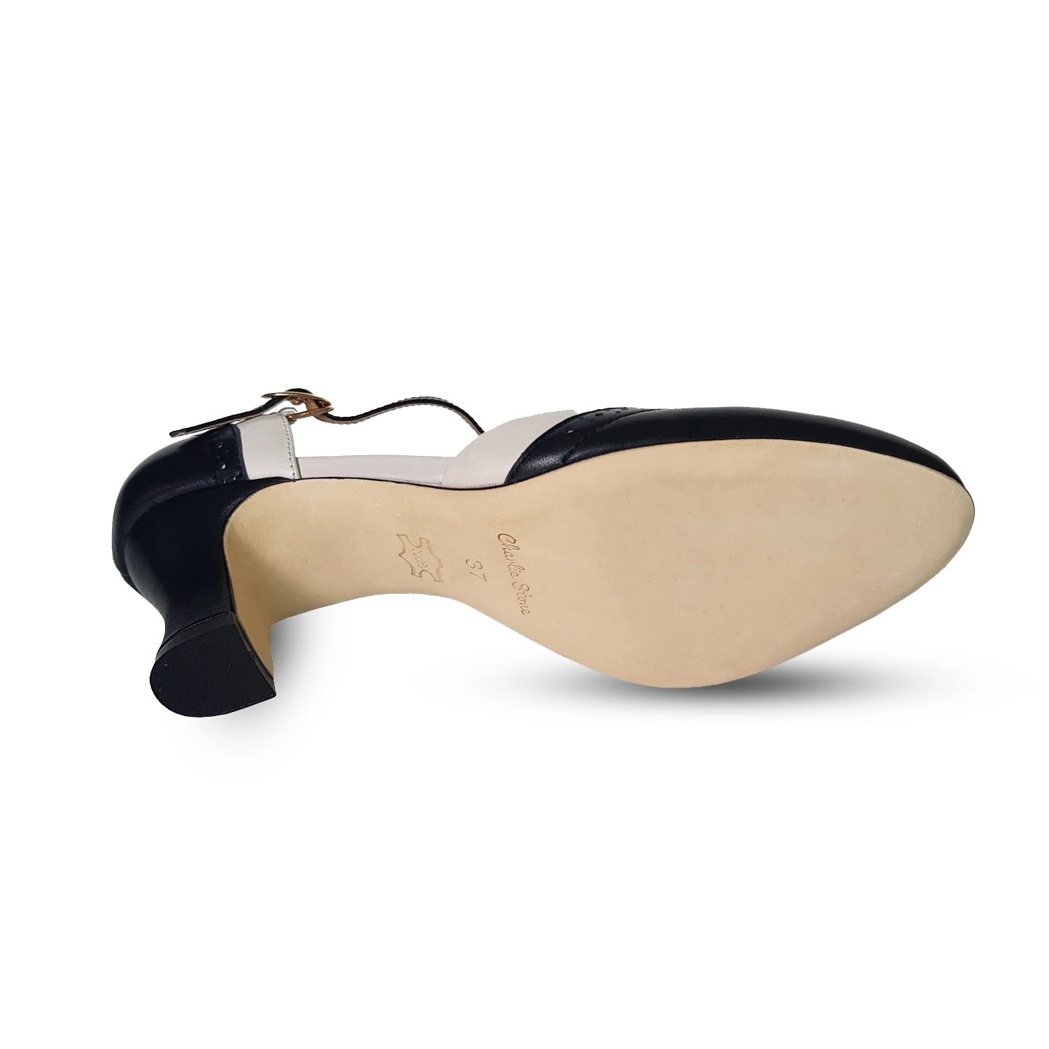 Charlie Stone: Luxe Parisienne sort hvid T-rem sko Charlie Stone