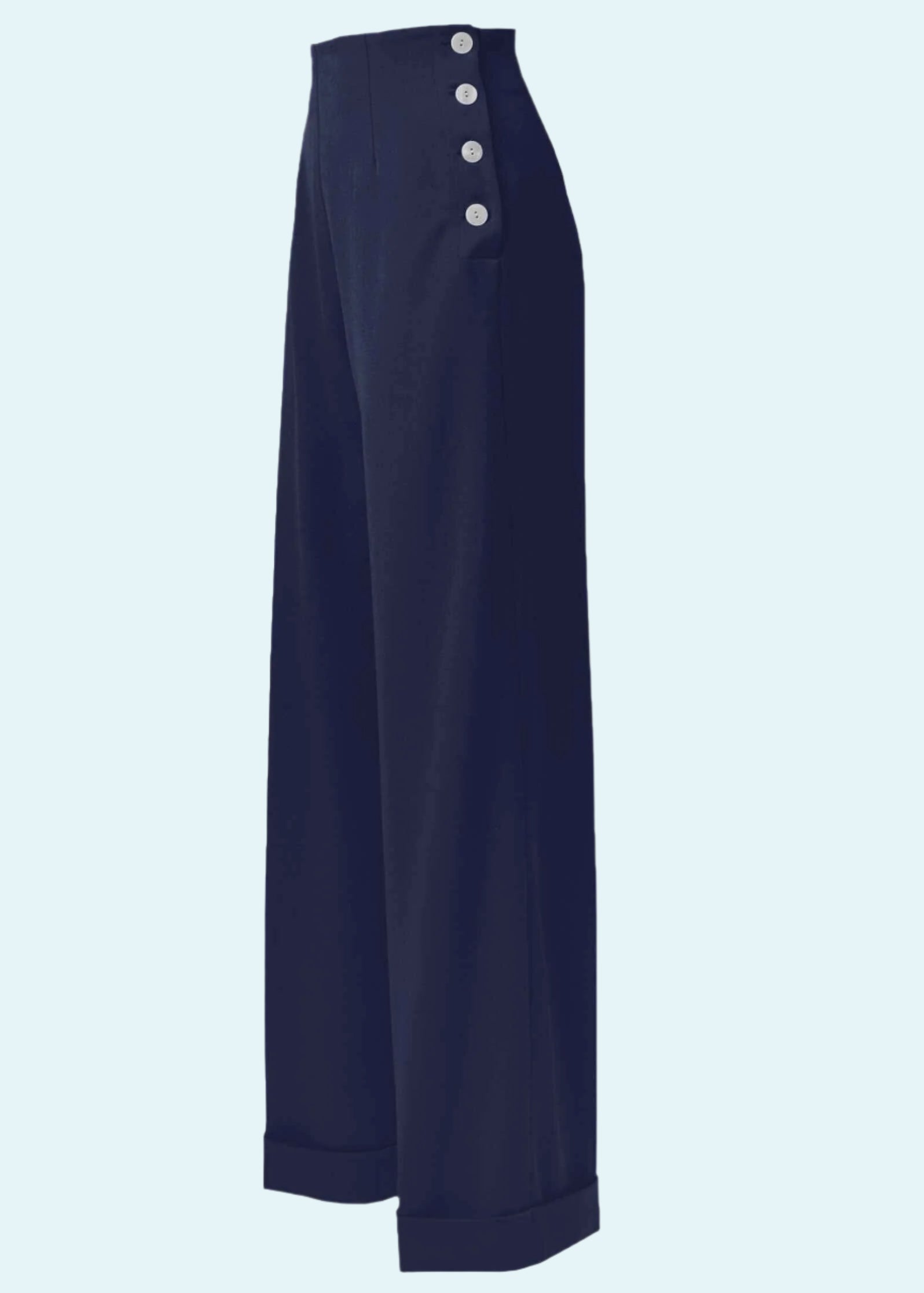 House of Foxy: Højtaljede swing bukser med brede ben i navy blå toej House Of Foxy