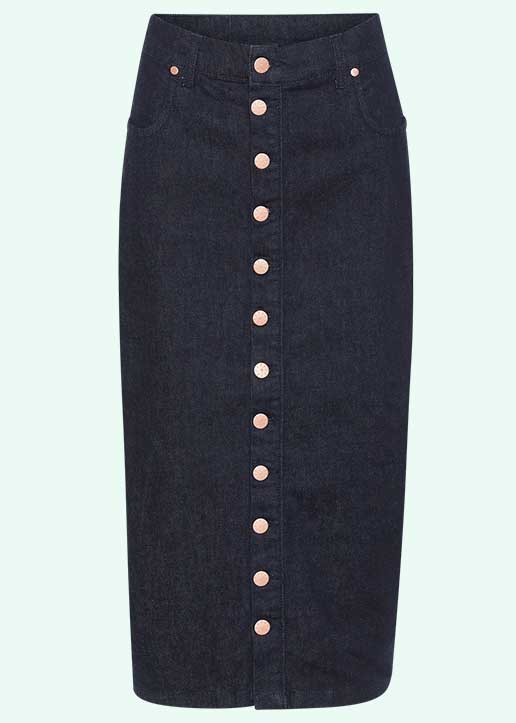 Lady K Loves: Wanda denim pencilnederdel med knapper Lady K Loves