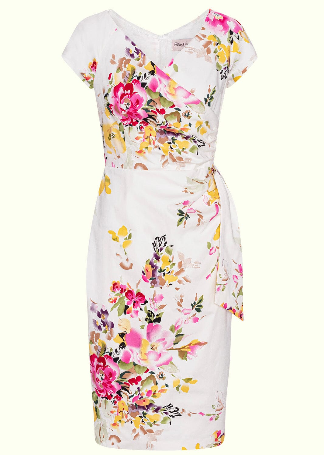 Pretty Dress Company: 1950'er Hourglass pencil kjole i Ivory floral toej Pretty Dress Company