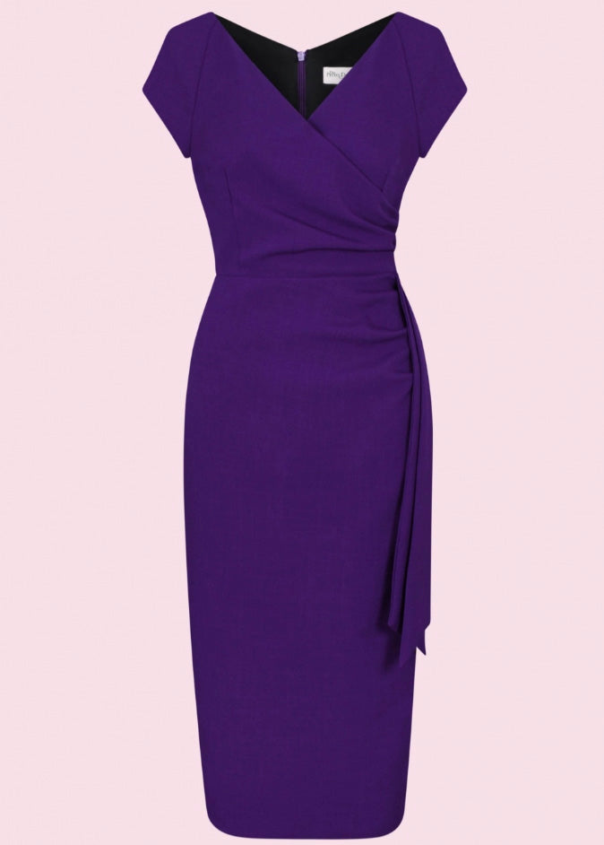 Pretty Dress Company: 1950'er Hourglass pencil kjole i lilla toej Pretty Dress Company