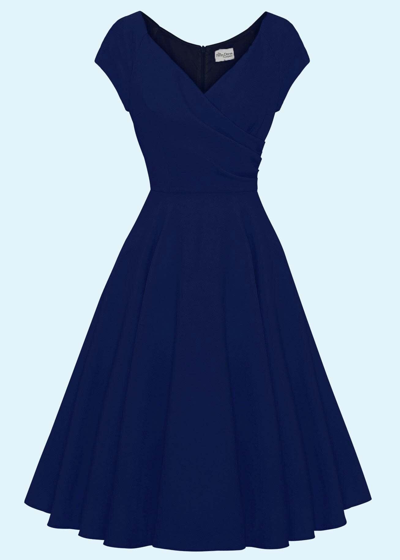 Pretty Dress Company: 1950'er Hourglass swingkjole i navy blå toej Pretty Dress Company