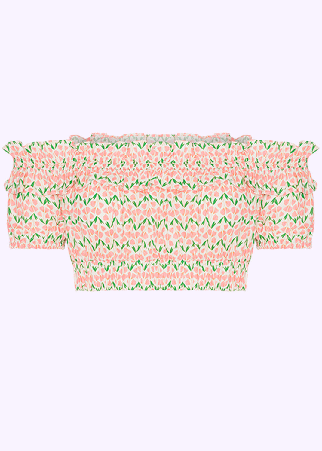 Unique Vintage: Ruffle up crop top i hvid med blomster Unique Vintage