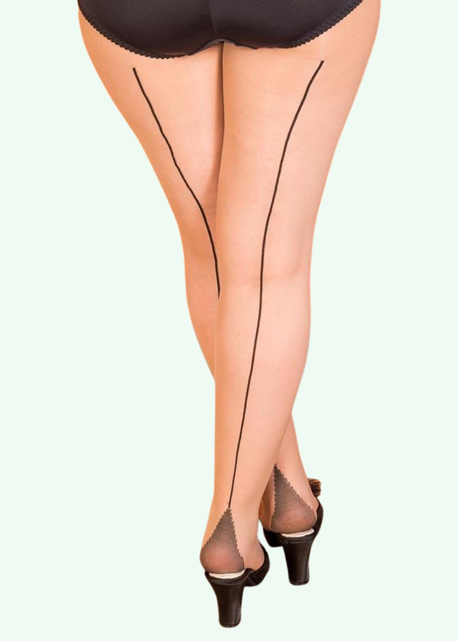 What Katie Did: Vintage strømpebukser i champagne med sort søm toej What Katie Did