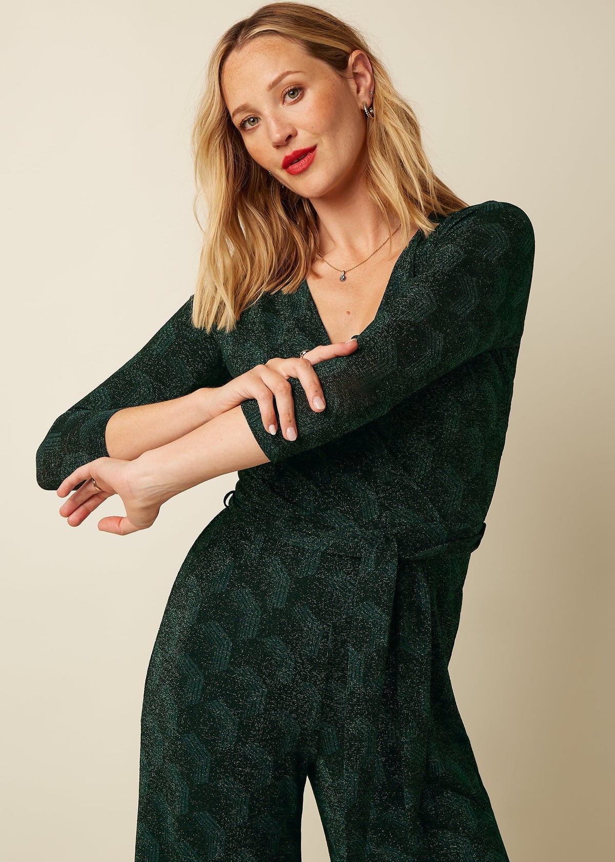 Mary byxdress i grönt glitter
