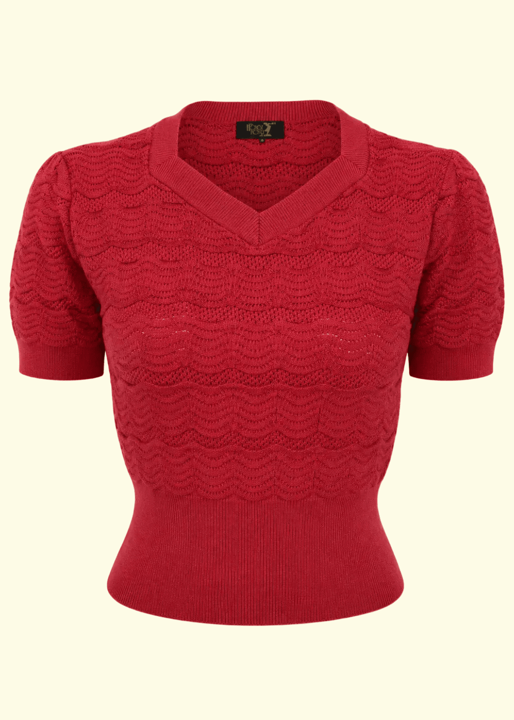 1940s Sweetheart Sweater - Chilli strik top House of Foxy 