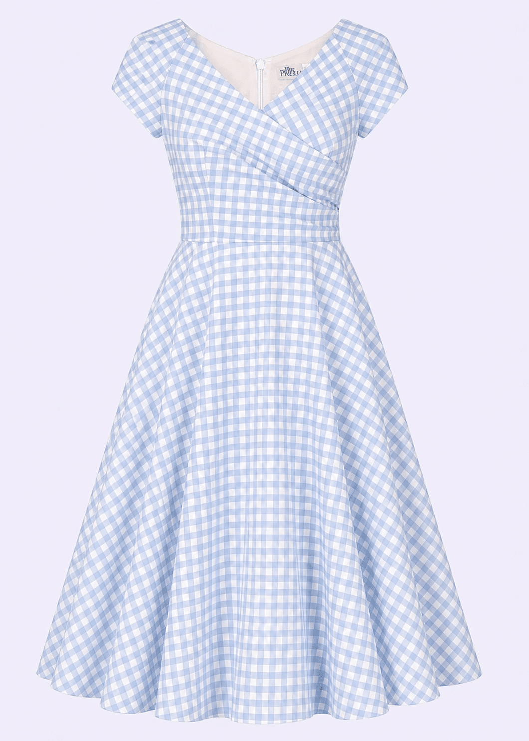 1950'er Hourglass swing kjole - lyseblå gingham swing kjole Pretty Dress Company 