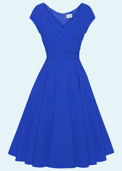 1950'er Hourglass swingkjole i koboltblå tøj Pretty Dress Company 