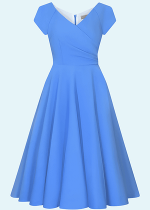 1950'er Hourglass swingkjole i kornblå Kjoler Pretty Dress Company 