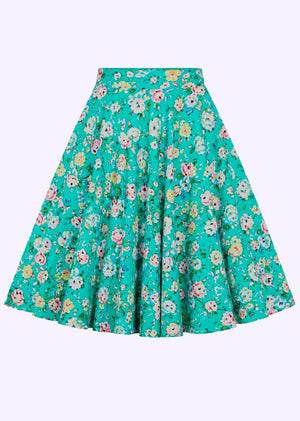 1950'er stils swingnederdel - green roses swing nederdel Daisy Dapper 