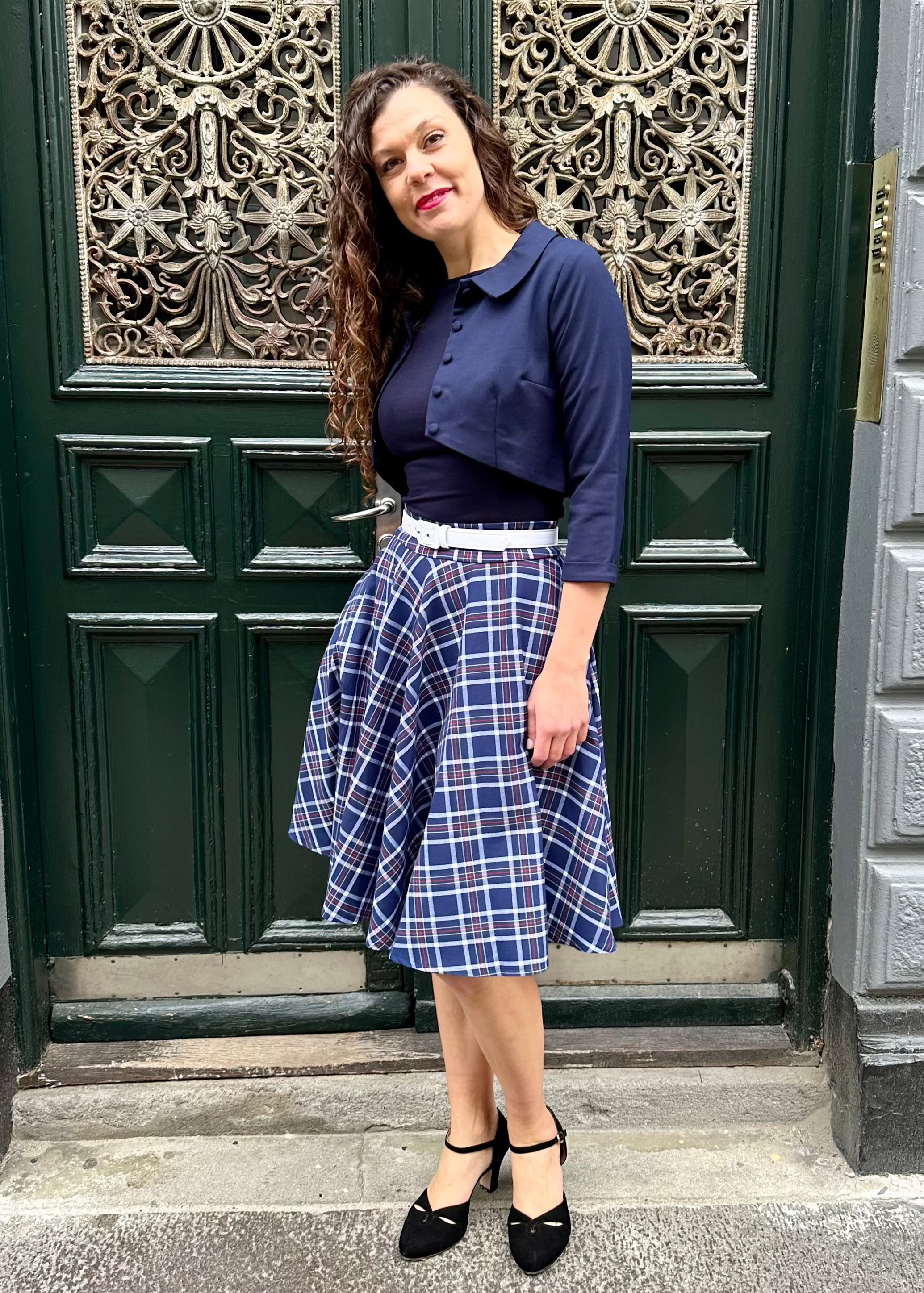 1950'er stils swingnederdel i blå tartan swing nederdel Daisy Dapper 