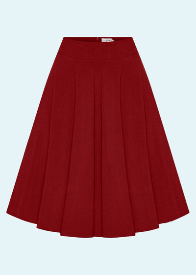 1950'er stils swingnederdel i linen - rød swing nederdel Daisy Dapper 