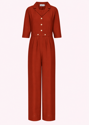 Maxine jumpsuit med 3/4-ärmar - rost­röd