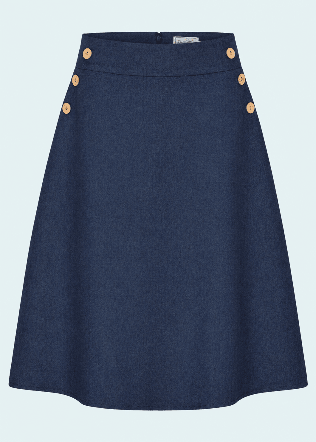 A-line nederdel med knapper - blå denimlook aline nederdel Daisy Dapper 