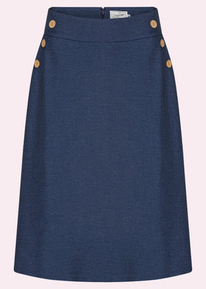 A-line nederdel med knapper i blå "denim" aline nederdel Daisy Dapper 