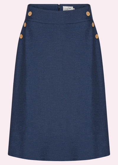 A-line nederdel med knapper i blå "denim" aline nederdel Daisy Dapper 