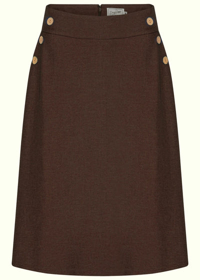 A-line nederdel med knapper i brun aline nederdel Daisy Dapper 
