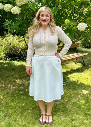 A-line nederdel med knapper i råhvid aline nederdel Daisy Dapper 