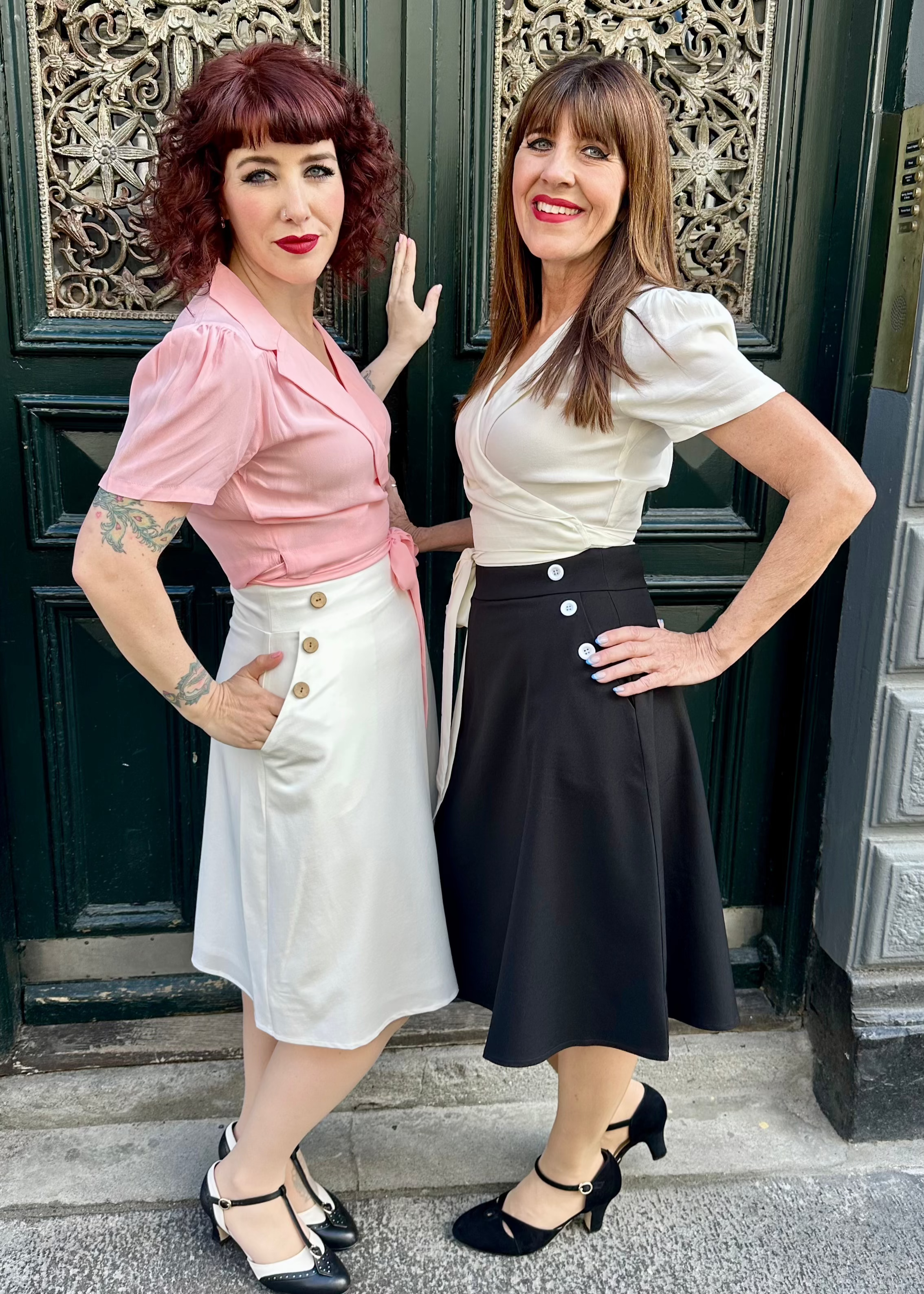 A-line nederdel med knapper i sort aline nederdel Daisy Dapper 