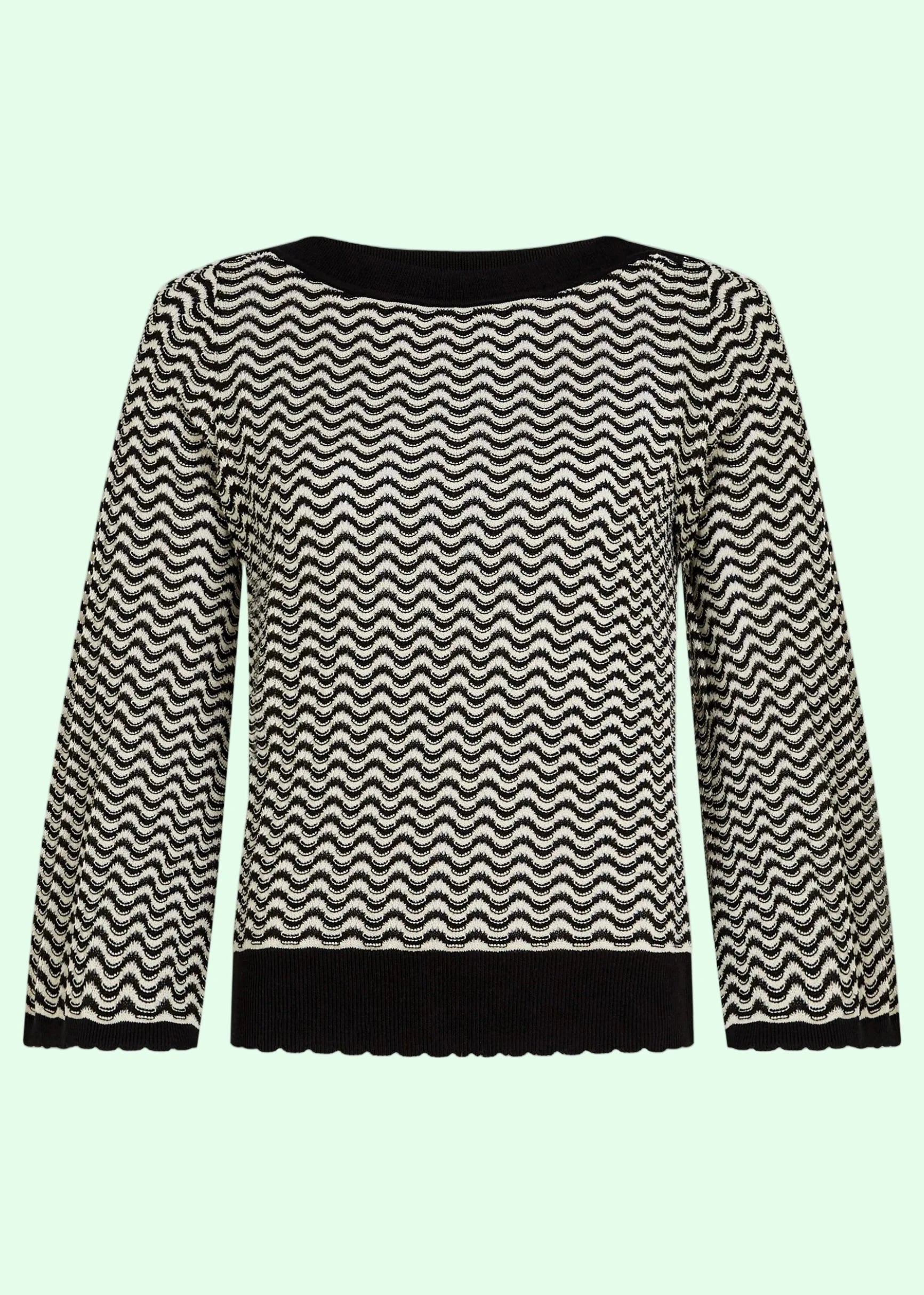 Audrey langærmet top i sort striber strik top King Louie 