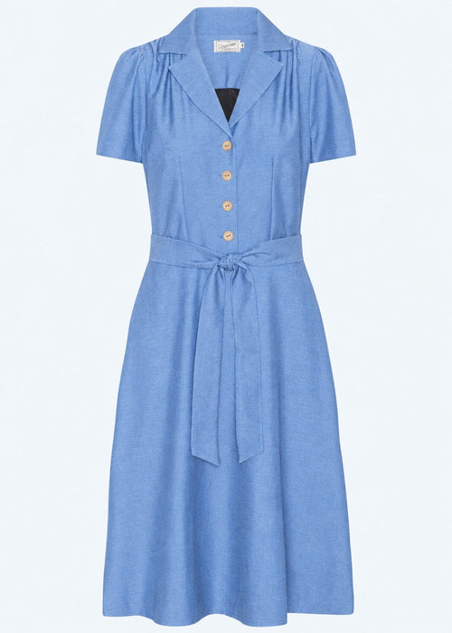 Betty kortärmad skjortklänning - ljus denimblå