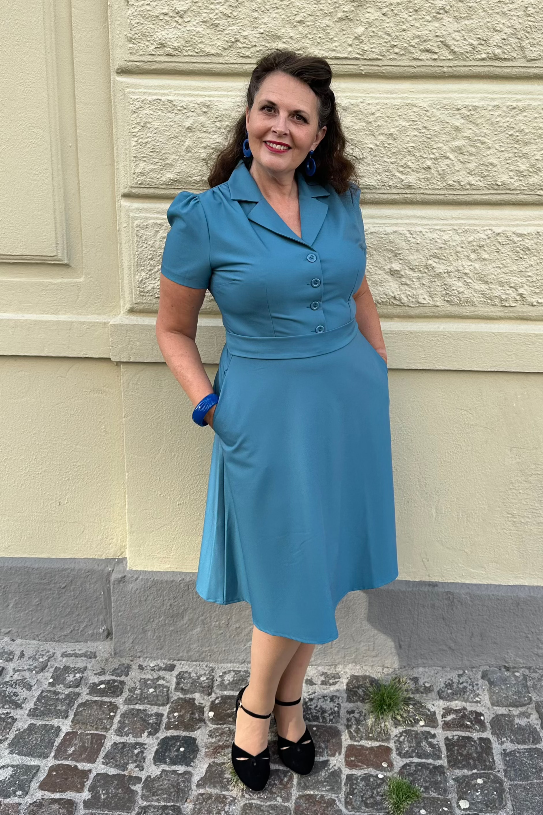 Betty skjortekjole i Air force blue skjortekjole Daisy Dapper 