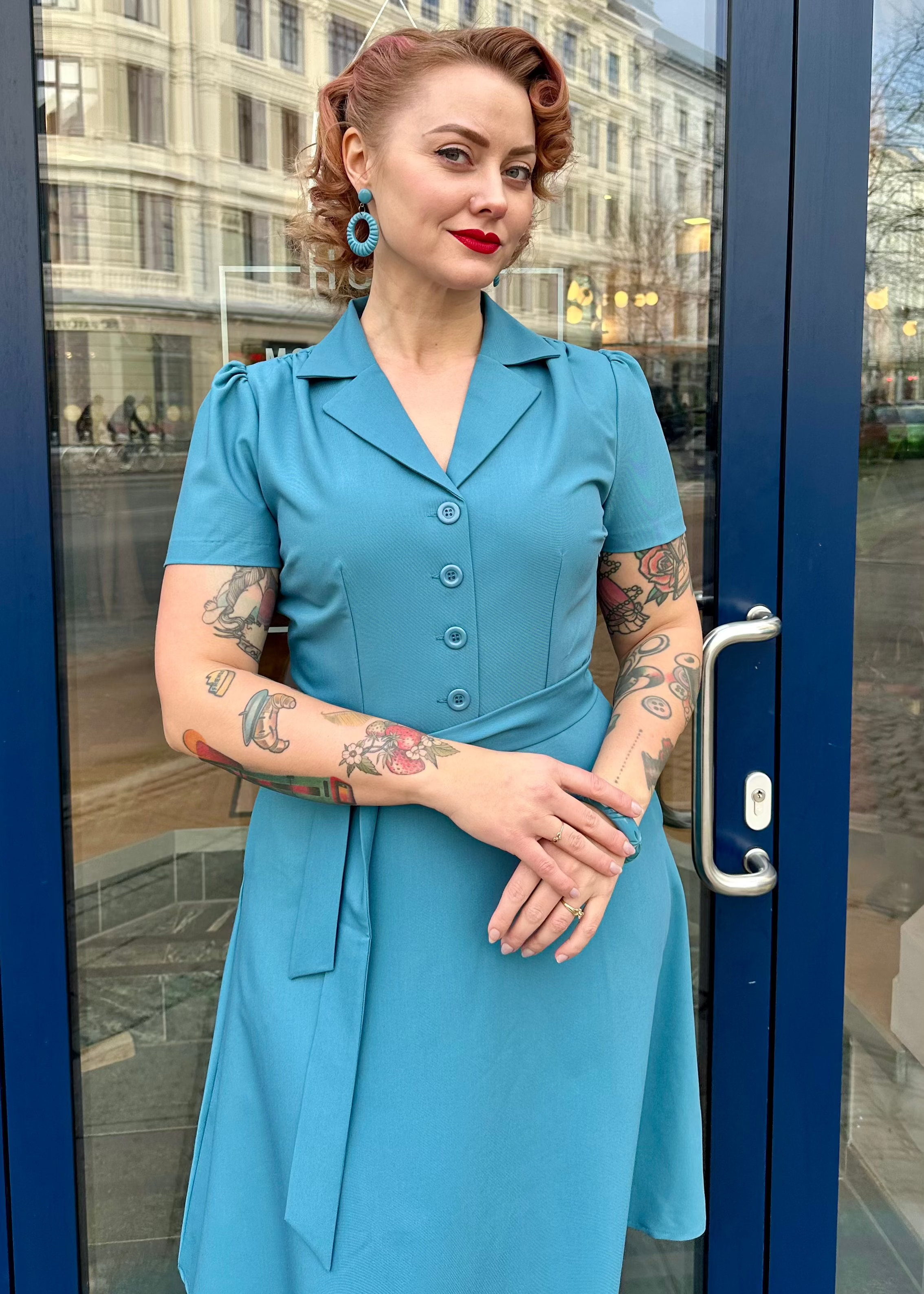 Betty skjortekjole i Air force blue skjortekjole Daisy Dapper 