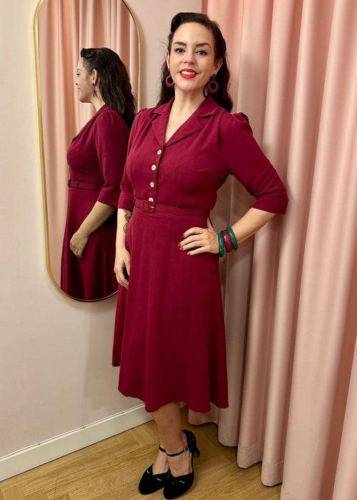 Betty kortärmad skjortklänning - berry