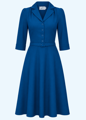 Betty skjortekjole med 3/4 ærmer - teal skjortekjole Daisy Dapper 