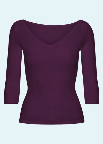 Boatneck vendbar top i aubergine deluxe bluse Daisy Dapper 