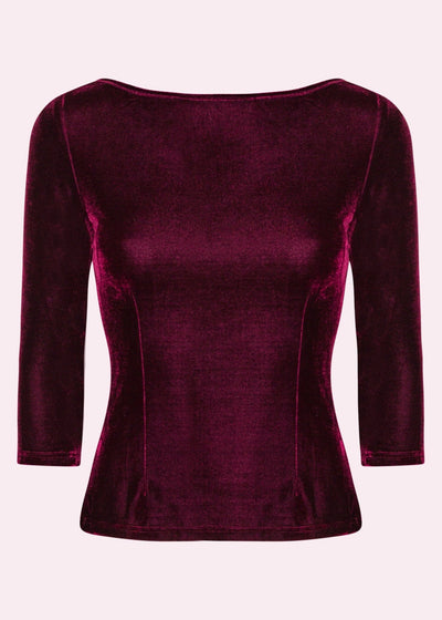 Boatneck vendbar top i bordeaux velour jersey top Daisy Dapper 