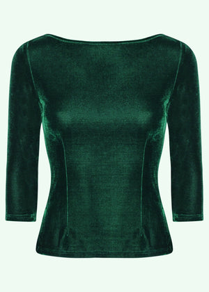 Boatneck vendbar top i grøn velour jersey top Daisy Dapper 