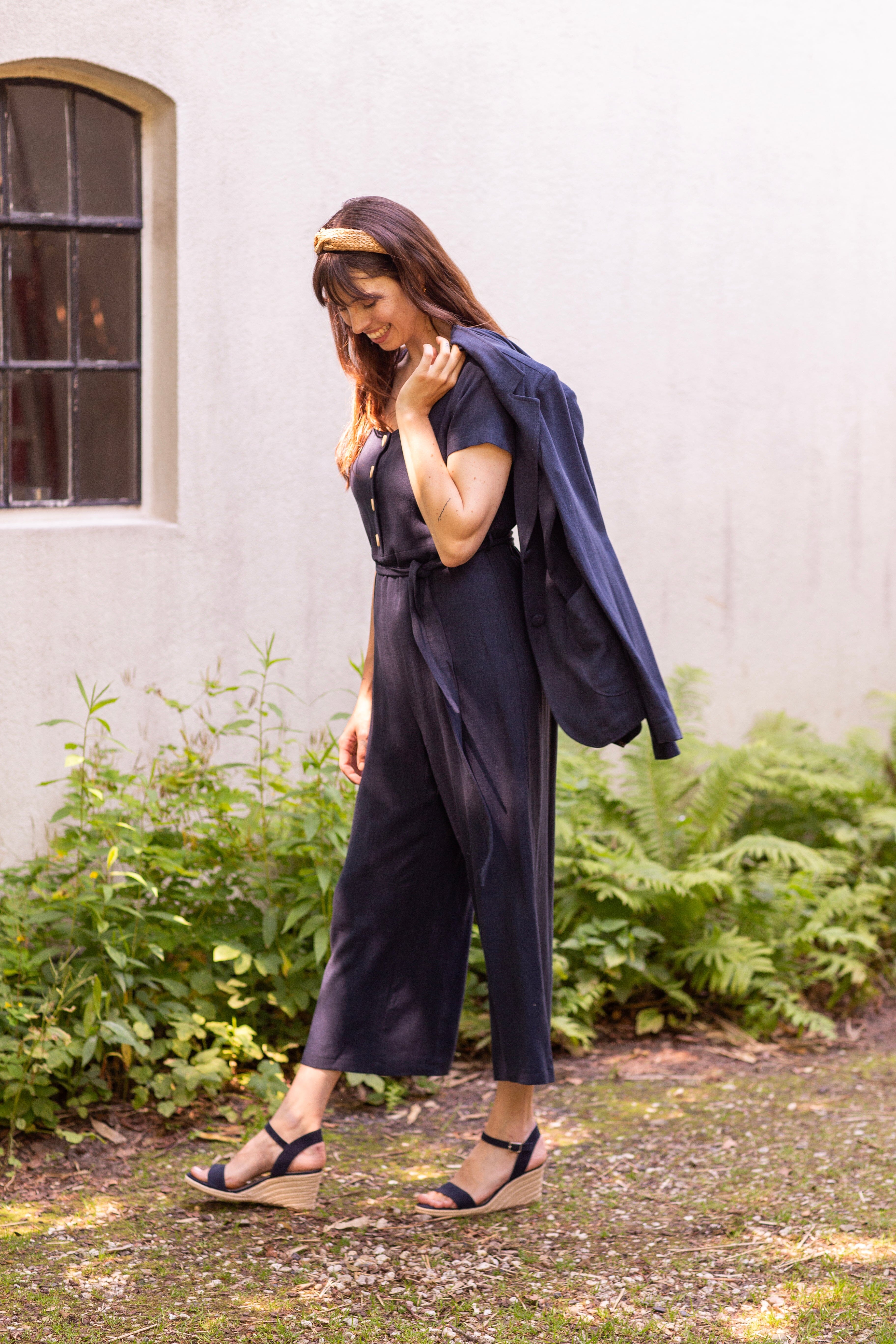 Buksedragt i linen - Navy skjortekjole Very Cherry 