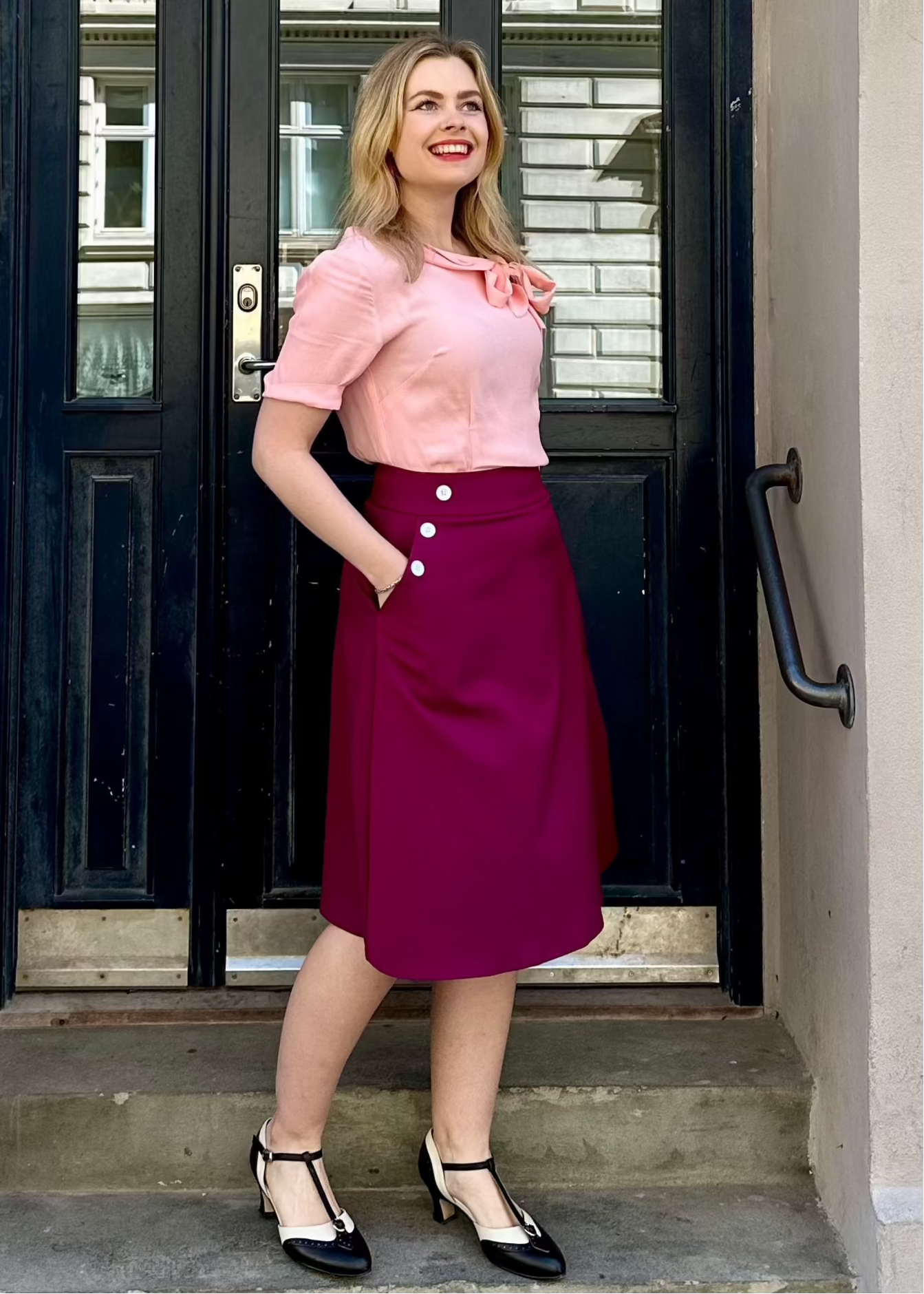 Cindy skjorte med korte ærmer i blossom pink kortærmet skjorte Seamstress Of Bloomsbury 
