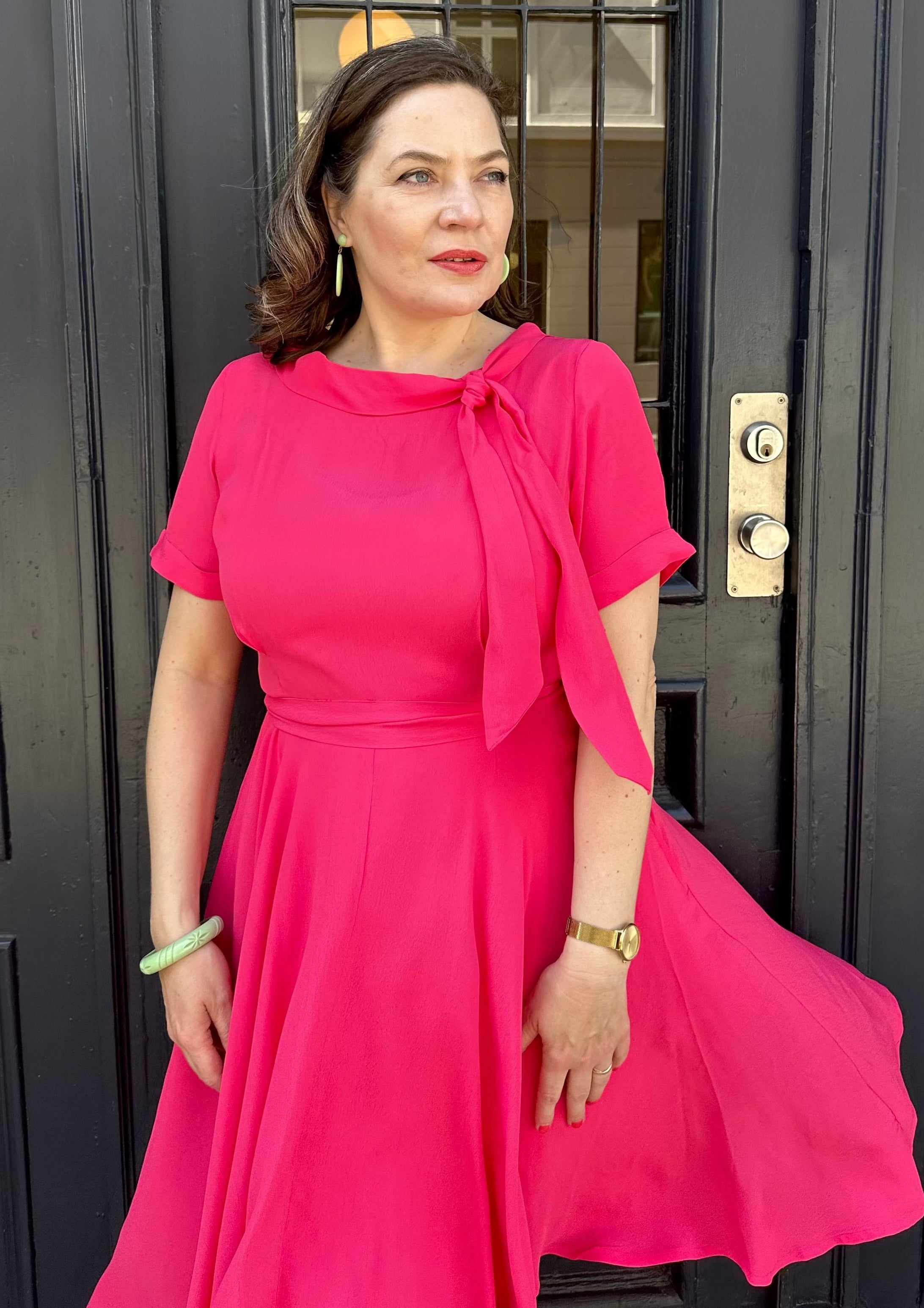 Cindy vintage stils kjole i pink swing kjole Seamstress Of Bloomsbury 