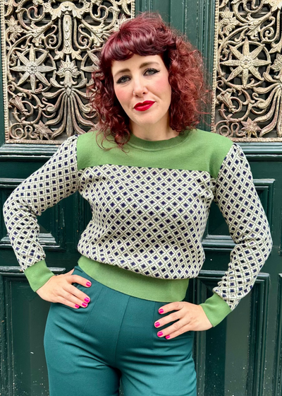 Clara Top, Green Tiles Top cardigan Palava 