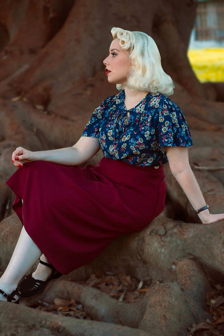 Classic A-line nederdel i bordeaux aline nederdel Weekend Doll 