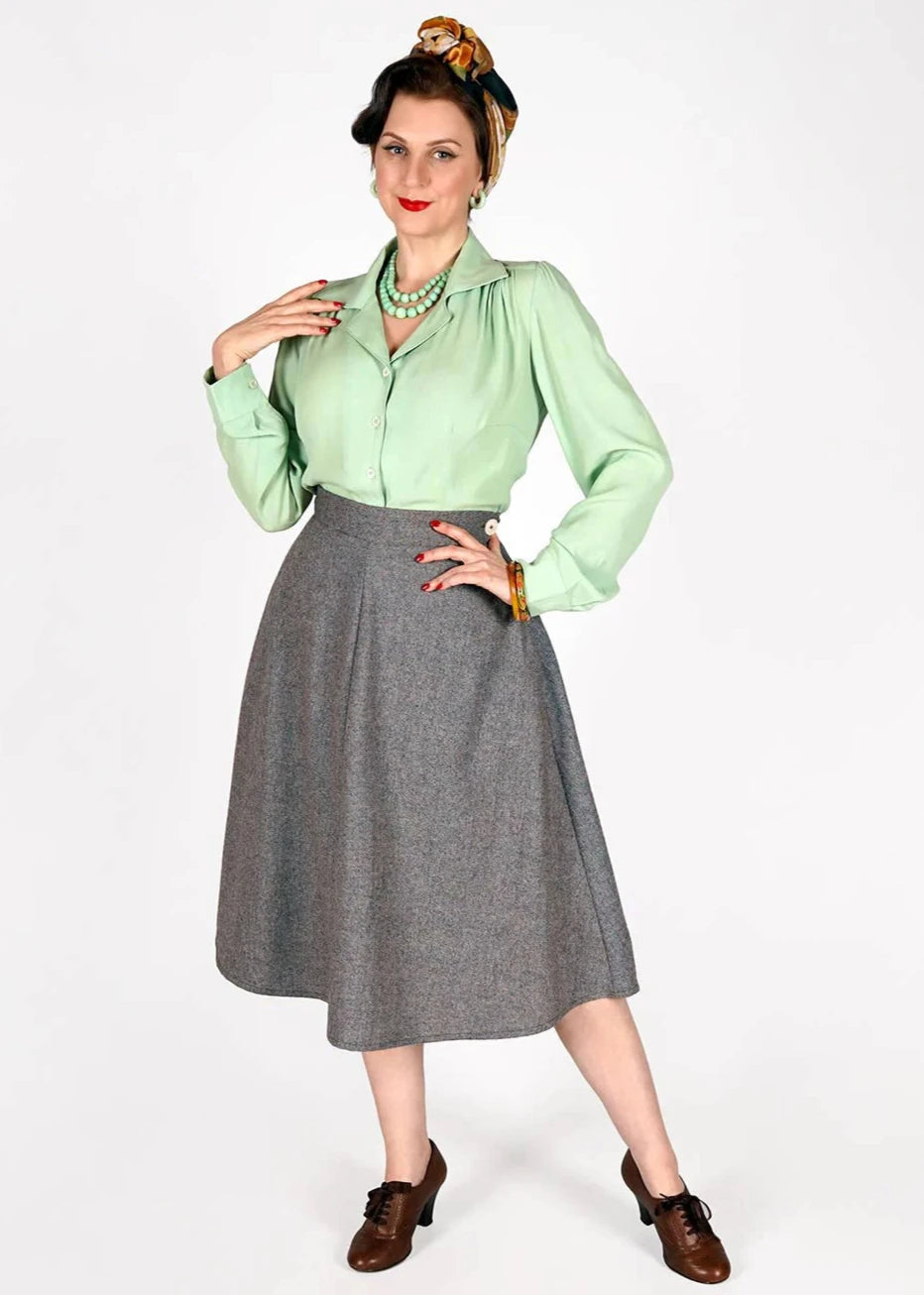 Classic A-line nederdel i grå uldblanding nederdel Weekend Doll 