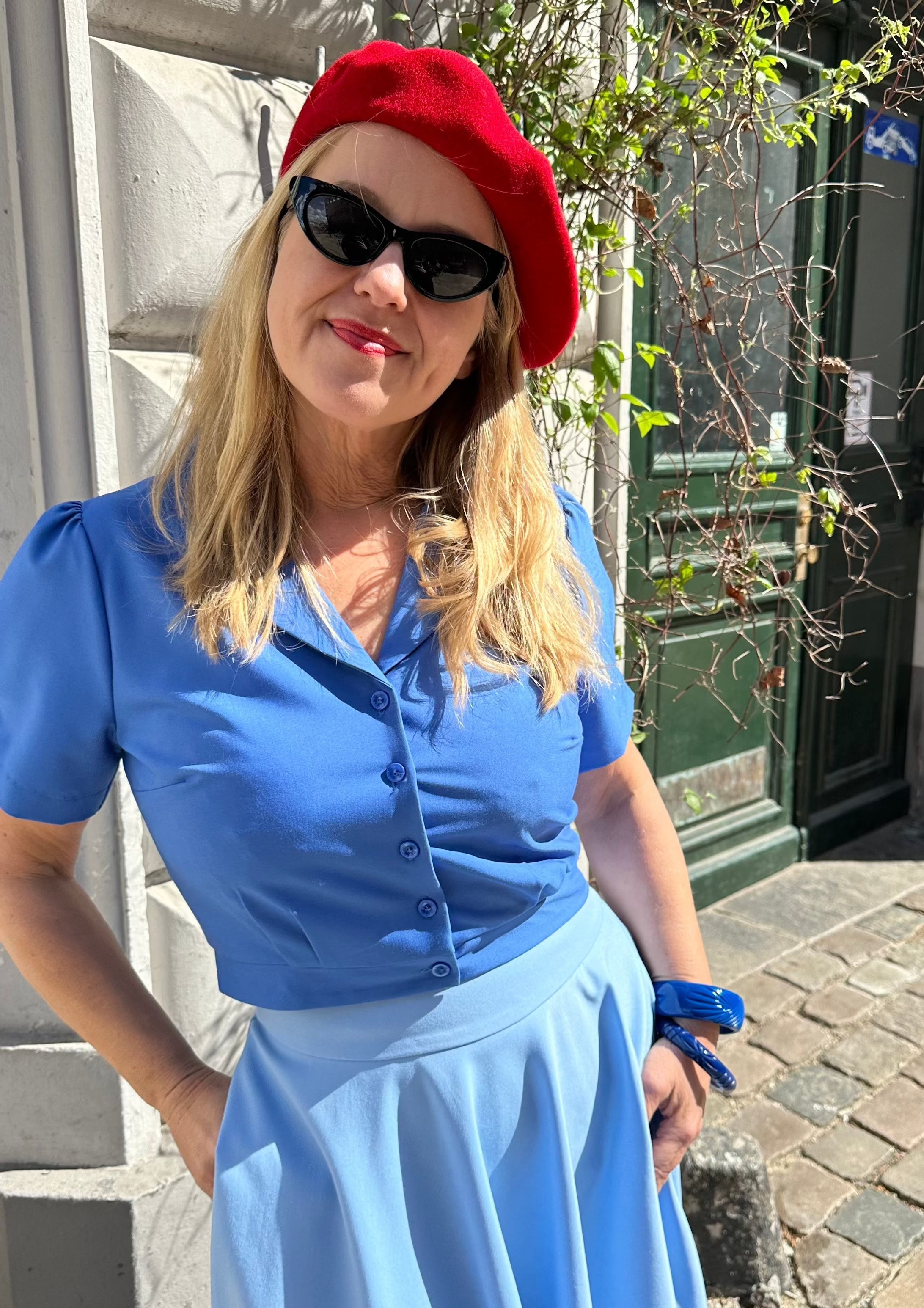 Daisy kortærmet skjorte i azurblå tøj Daisy Dapper 