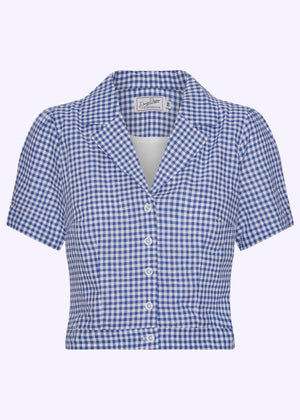Daisy kortærmet skjorte i blå og hvid gingham kortærmet skjorte Daisy Dapper 
