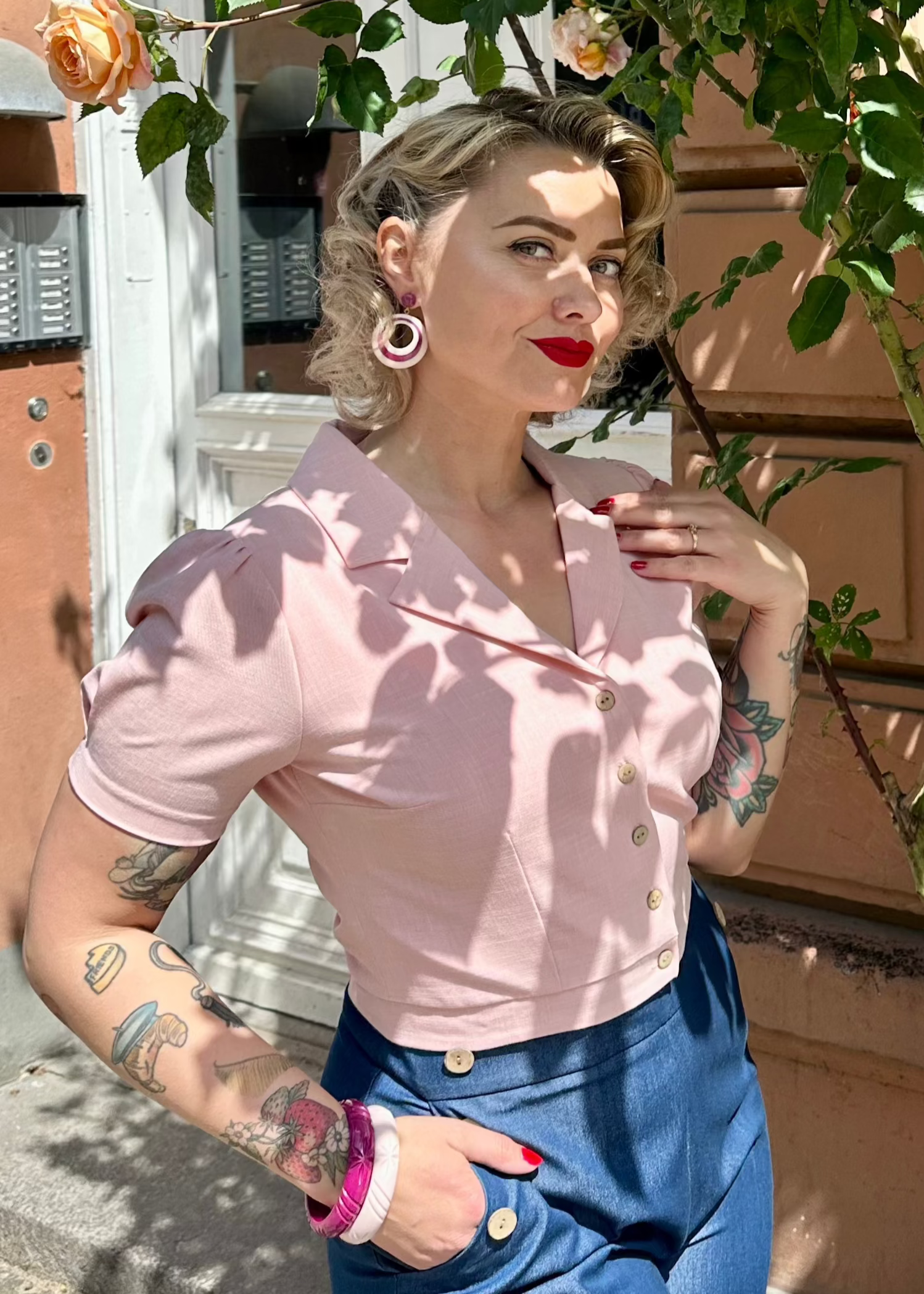 Daisy kortærmet skjorte i lys rosa kortærmet skjorte Daisy Dapper 