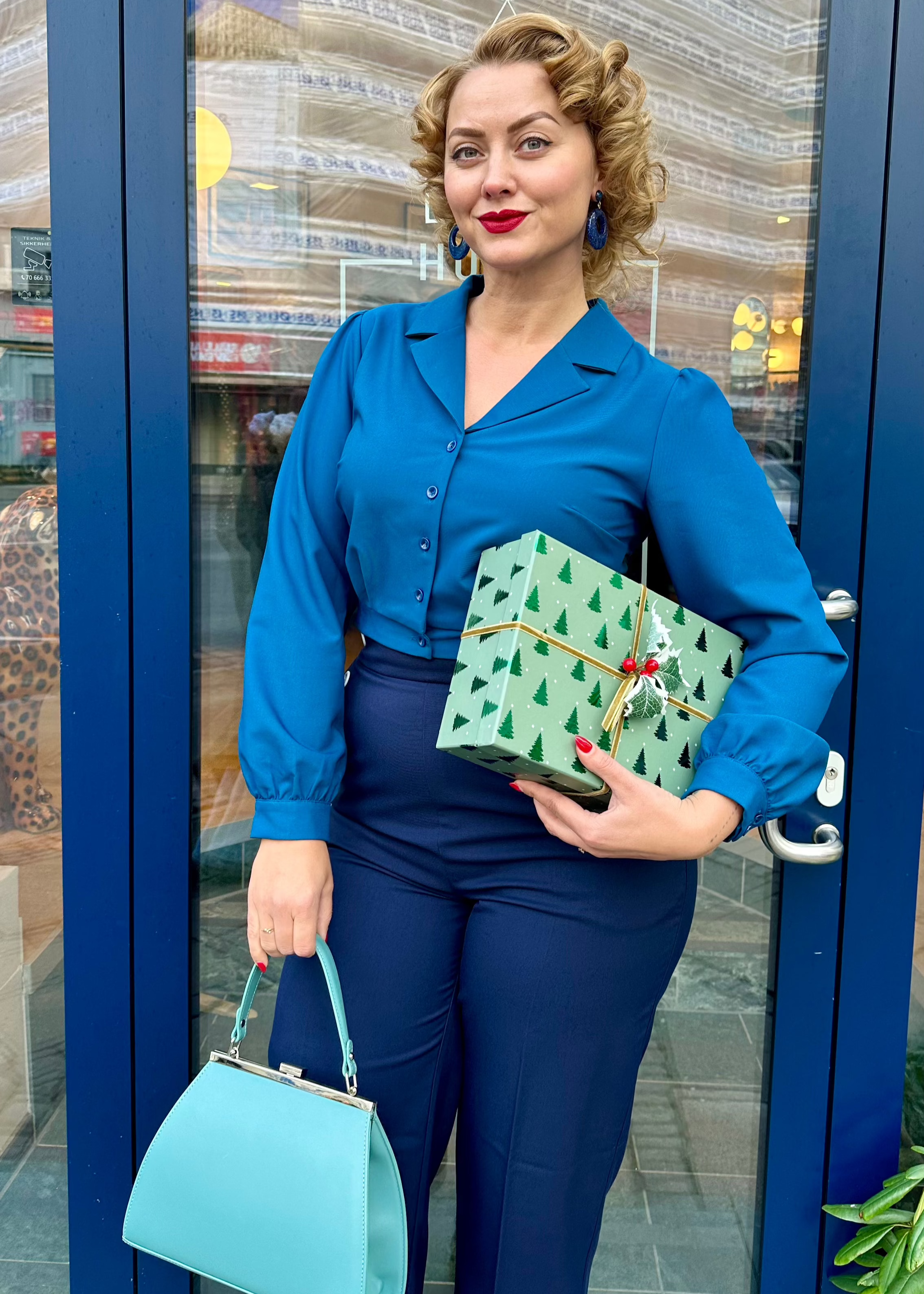 Daisy langærmet skjorte i teal langærmet skjorte Daisy Dapper 