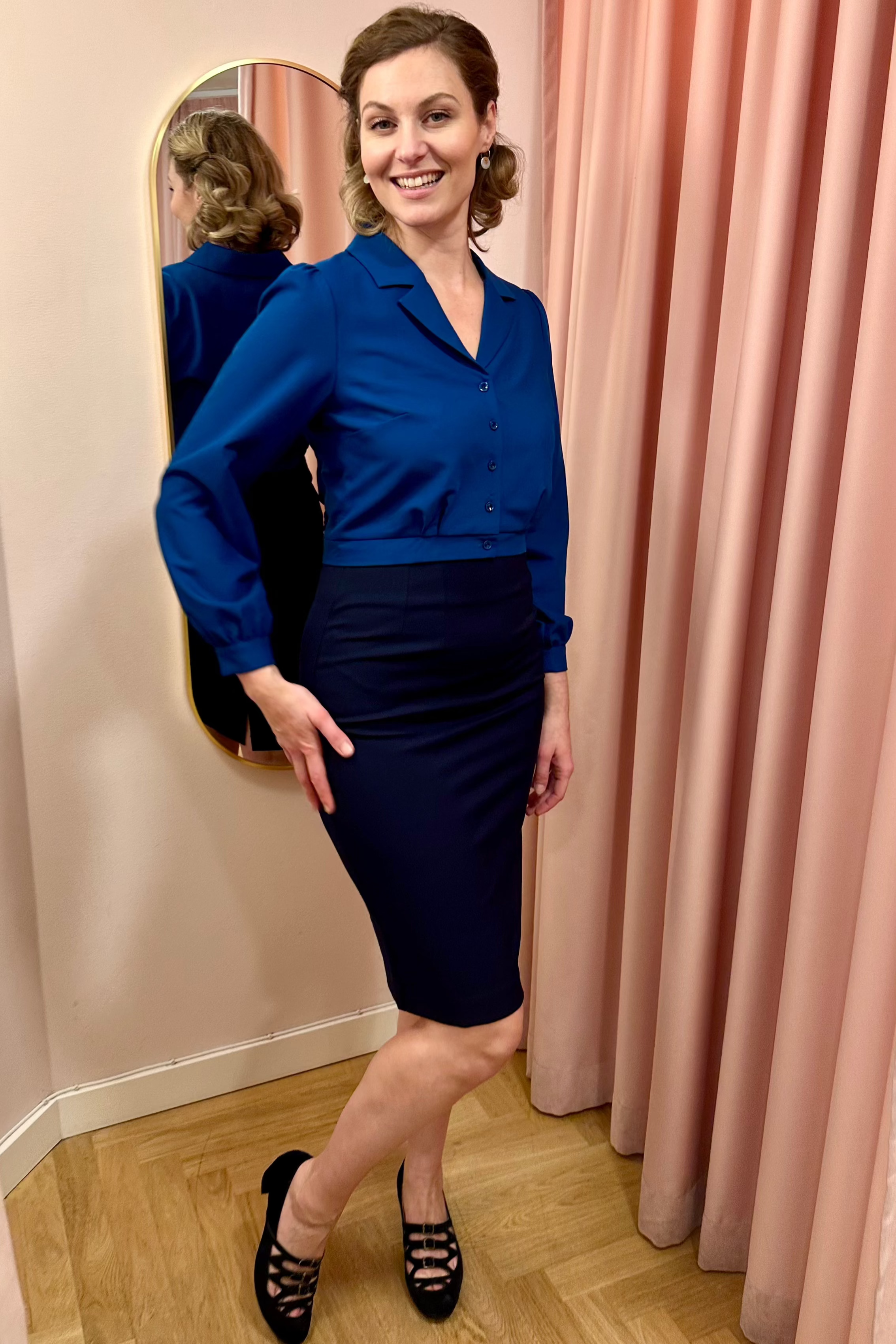 Daisy langærmet skjorte i teal langærmet skjorte Daisy Dapper 