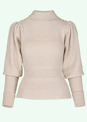 Edwardian Cycling Sweater i antikhvid merinould bluse Emmy Design 