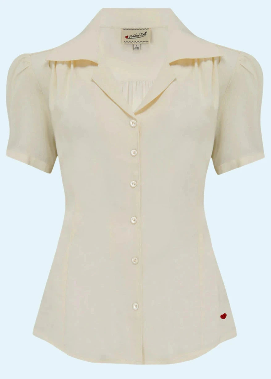 Gene kortærmet skjorte i råhvid kortærmet skjorte Weekend Doll 