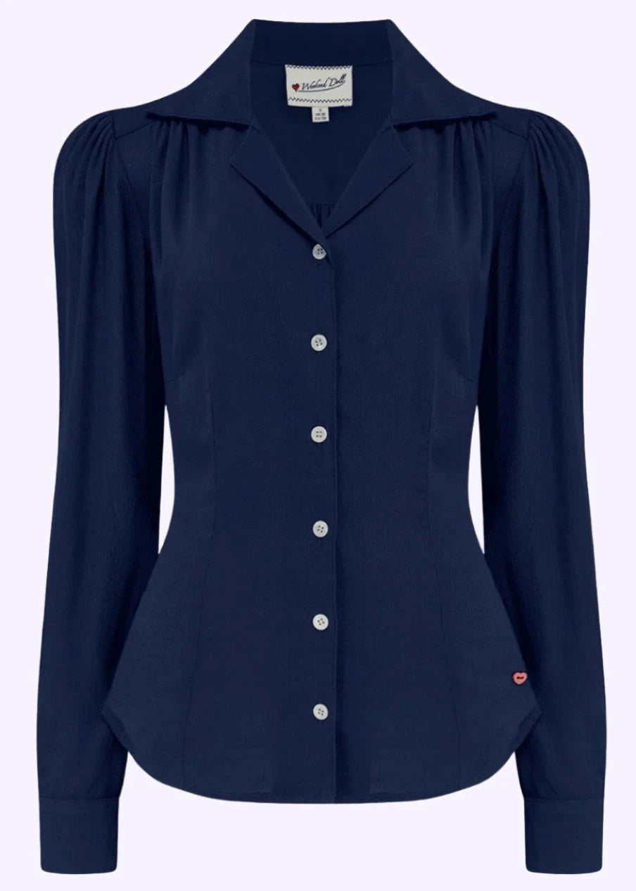 Gene langærmet skjorte i navy langærmet skjorte Weekend Doll 