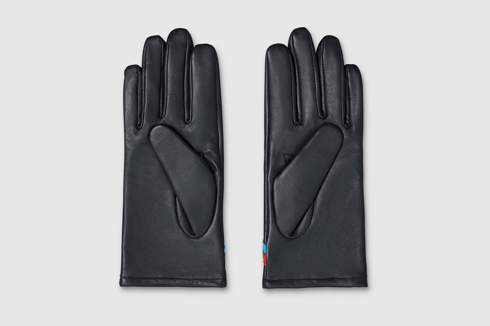 Handsker i sort læder med 'Ziggy' lyn handsker Mabel Sheppard 