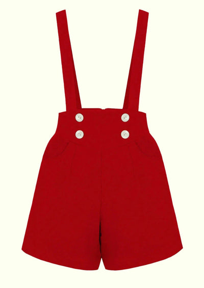 Højtaljede shorts med seler i rød Mondo Kaos 