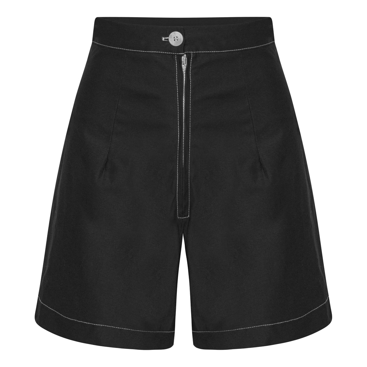 Højtaljede sorte shorts i bomuld med stræk tøj Freddies Of Pinewood 