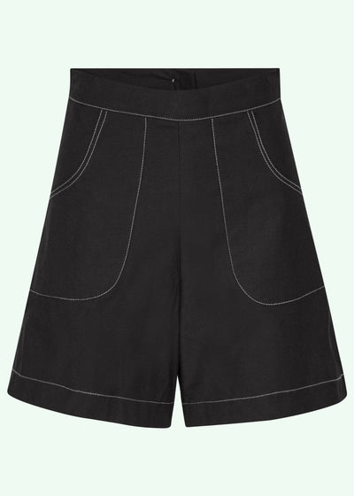 Højtaljede sorte shorts i bomuld med stræk tøj Freddies Of Pinewood 